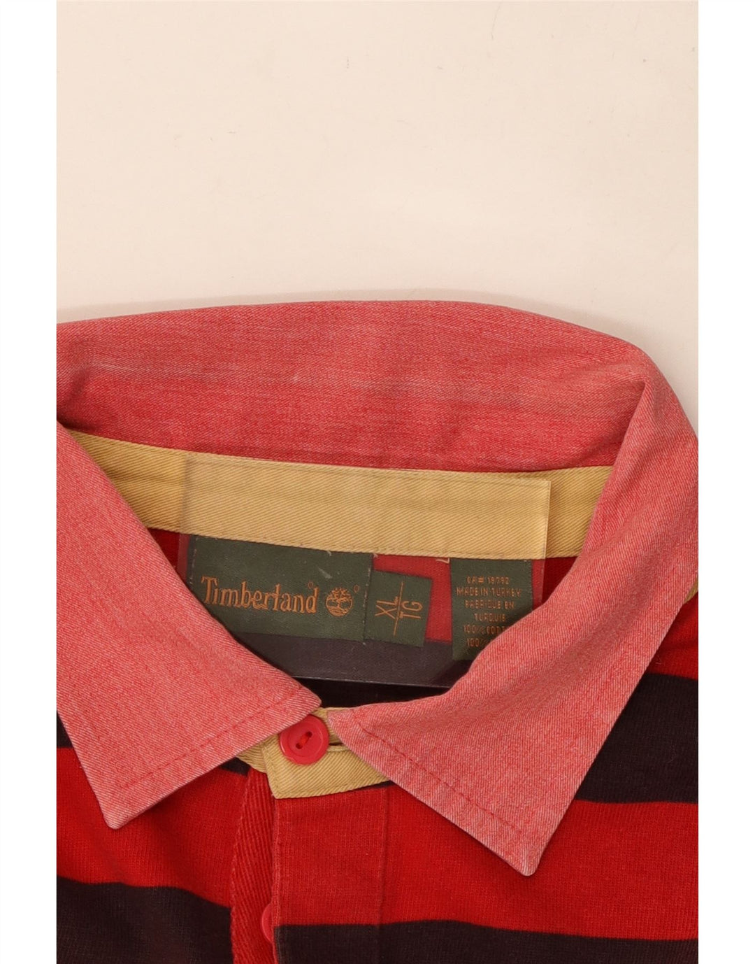 TIMBERLAND Polo Rugby Homme XL Rouge Rayé Coton