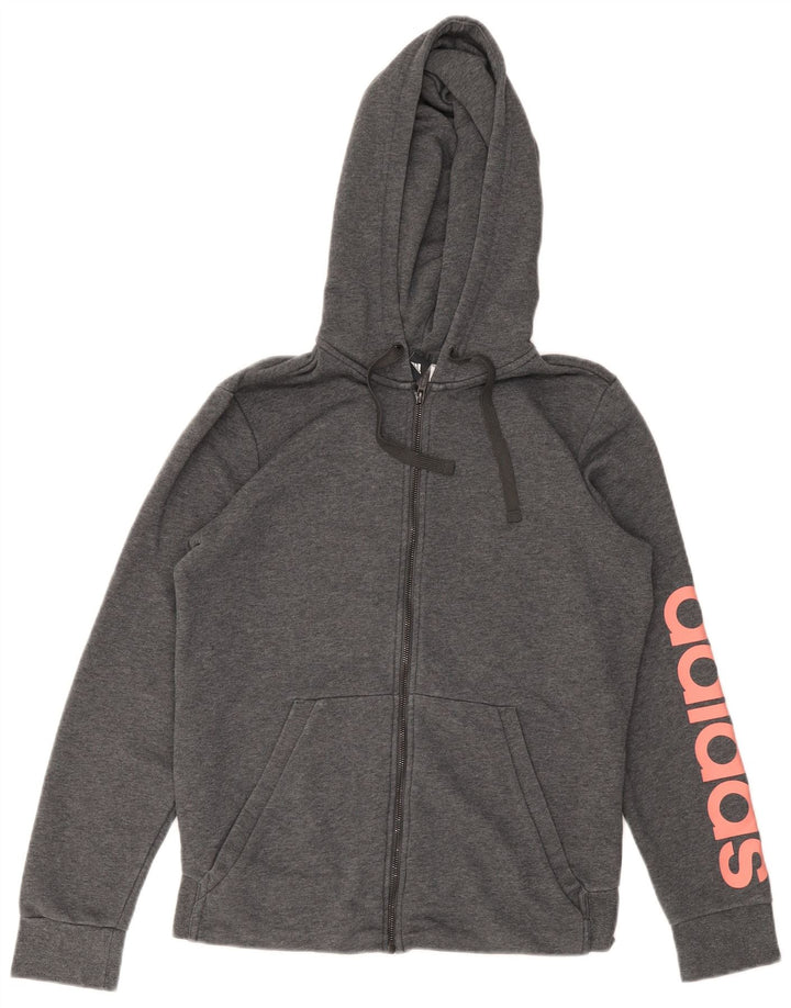 Adidas Pull à capuche zippé graphique pour homme, petit gris