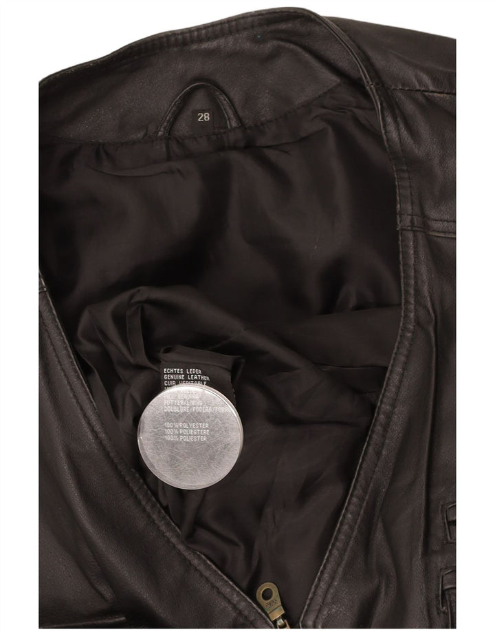 VINTAGE Gilet en cuir homme UK 42 XL Cuir noir