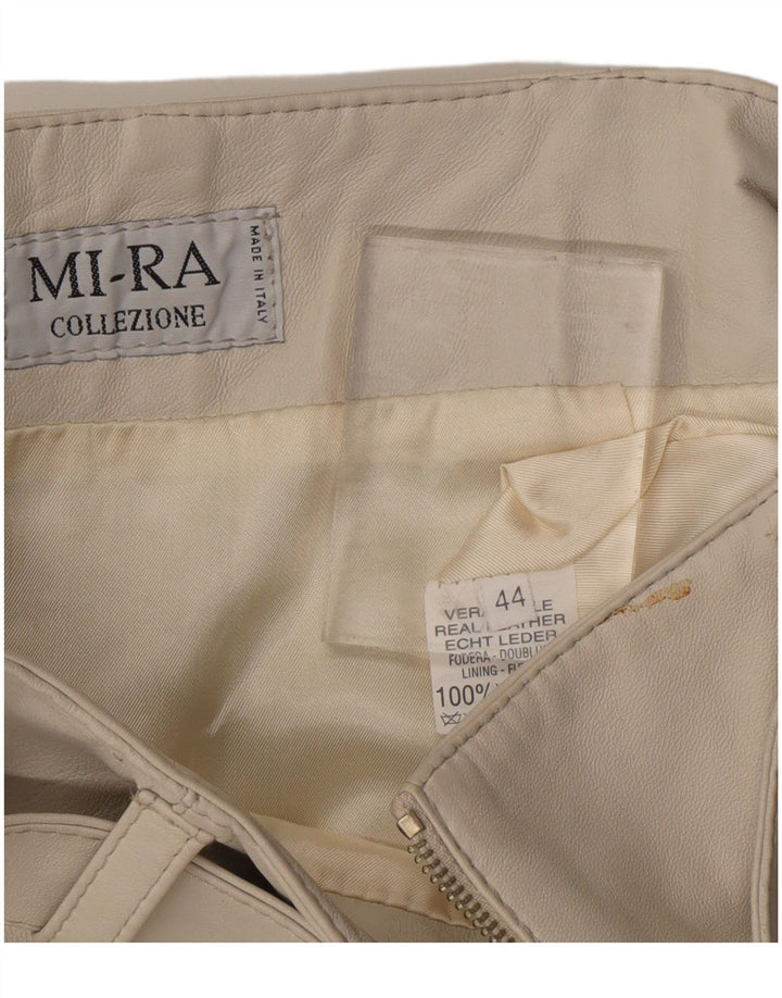 VINTAGE Womens Leather Skirt IT 44 Medium W28 Grey Leather