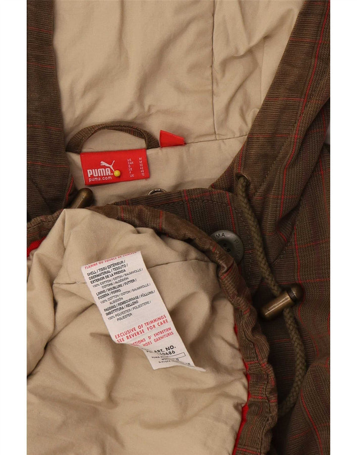 Puma Veste Parka à capuche pour femme UK 12 Marron moyen à carreaux en coton