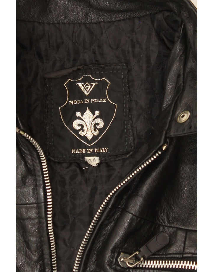 VINTAGE Womens Leather Jacket IT 44 Medium Black Spotted Leather Vintage Vintage and Second-Hand Vintage from Messina Hembry 