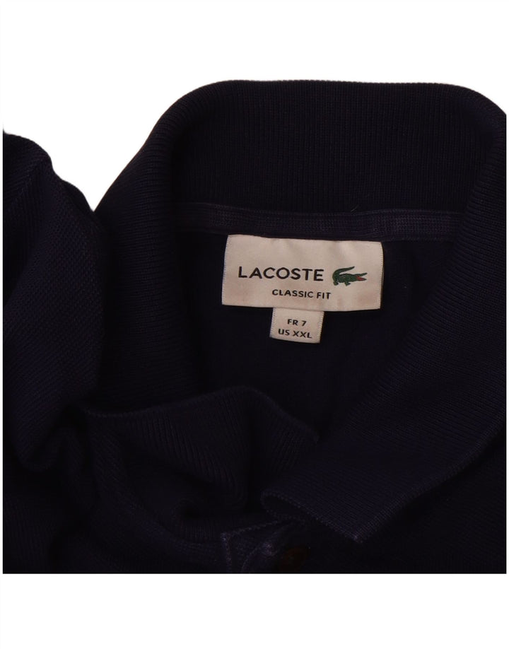 Lacoste Polo coupe classique pour homme Taille 7 2XL Bleu marine Coton