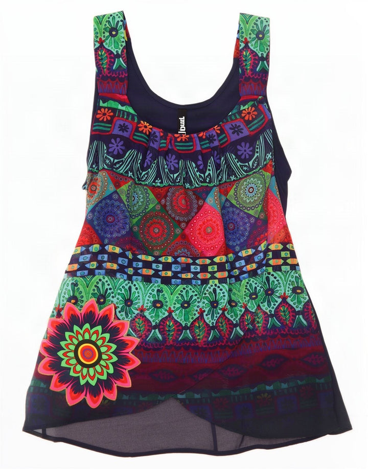 Desigual Femme Graphic Blouse Top UK 8 Small Multicolore Floral