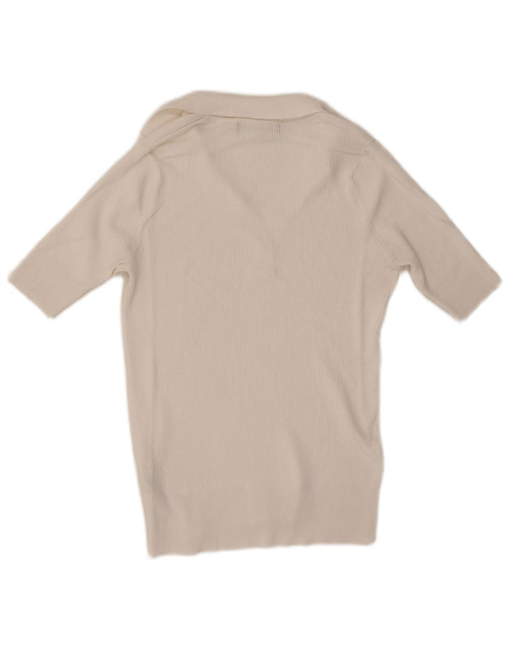 Marks & Spencer Polo Femme UK 10 Petit Viscose Blanc