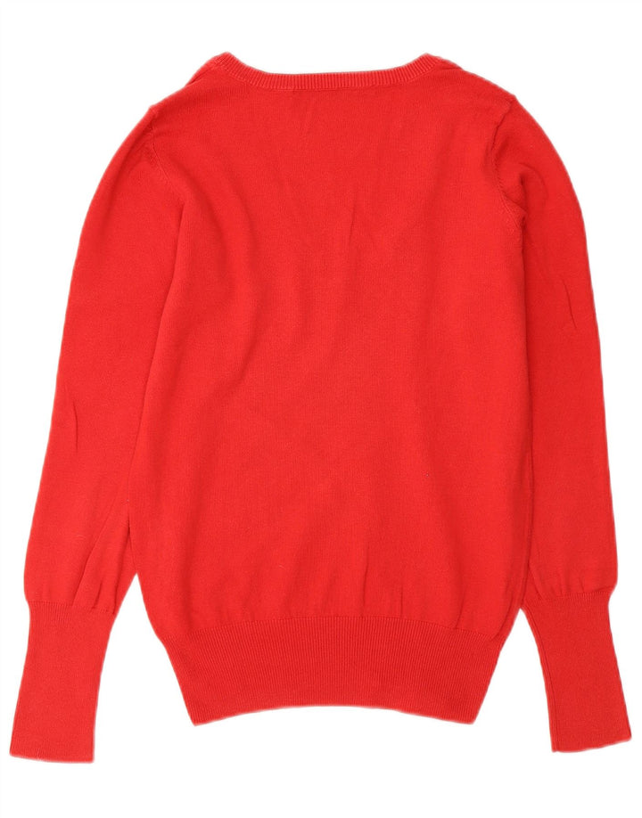 Zara Pull col V pour femme UK 12 Orange moyen
