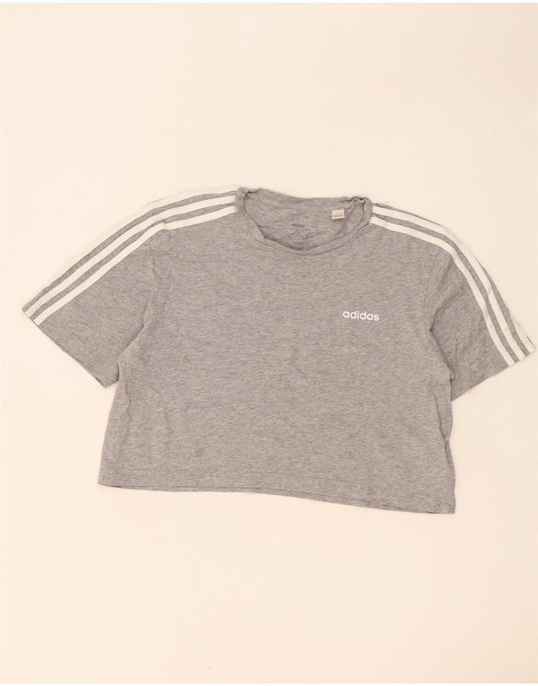 Adidas Womens Crop Oversize T-Shirt Top UK 8/10 Petit Gris Coton