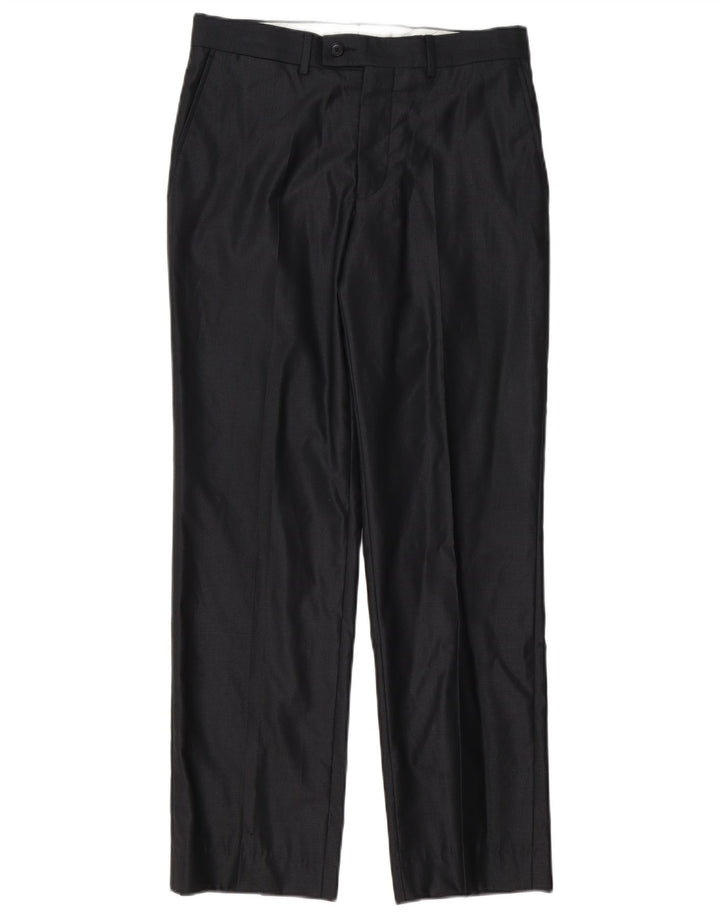 Zara Pantalon de costume droit pour homme EU 38 Small W30 L30 Noir Polyester