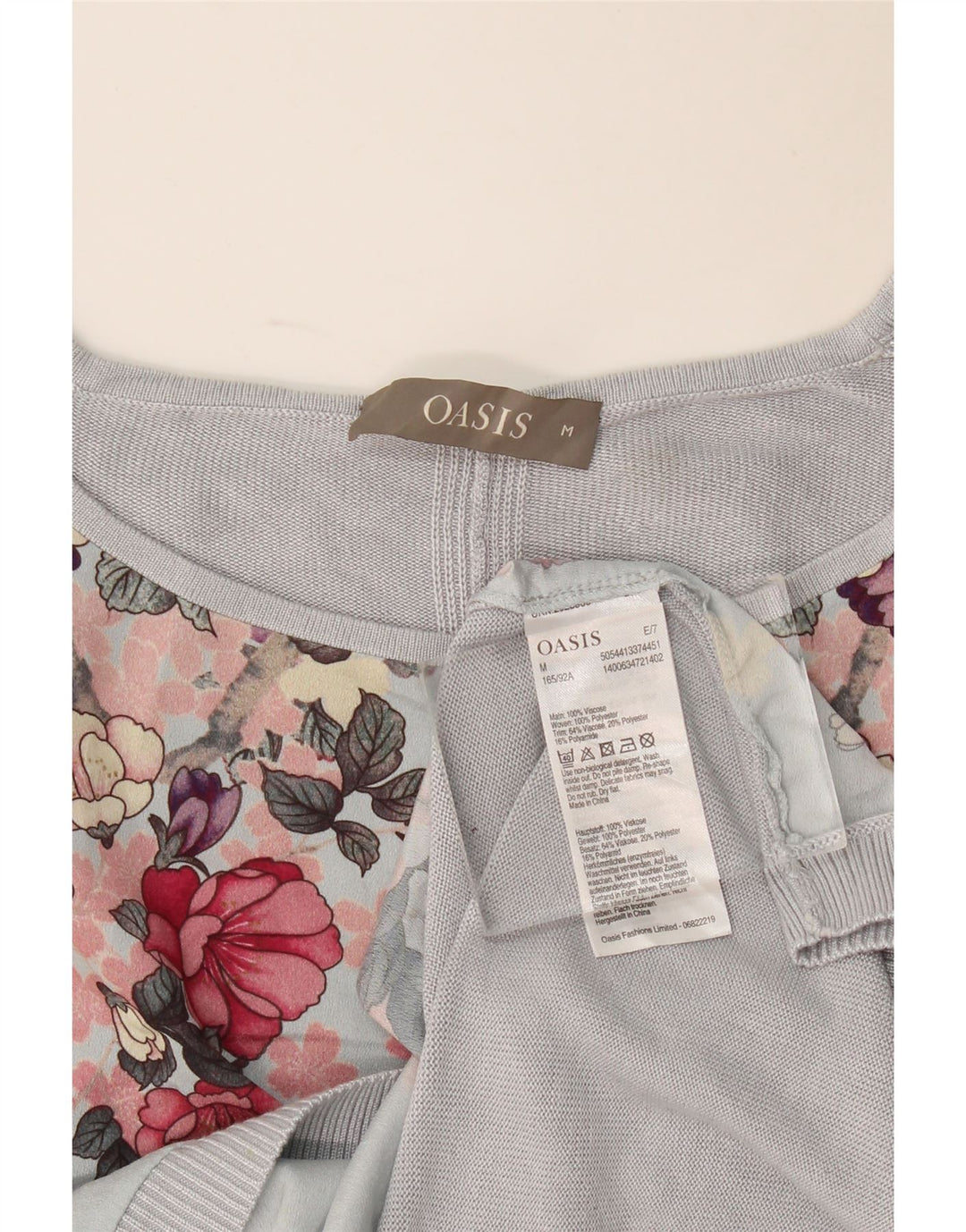 Oasis Pull surdimensionné à col bateau pour femme UK 14 Bleu moyen Floral