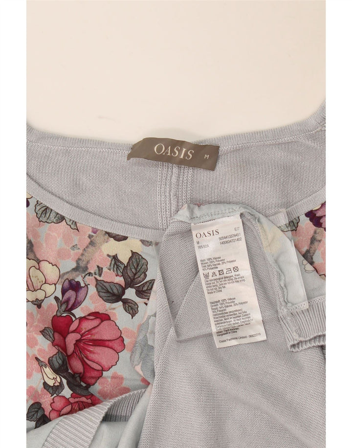 Oasis Pull surdimensionné à col bateau pour femme UK 14 Bleu moyen Floral