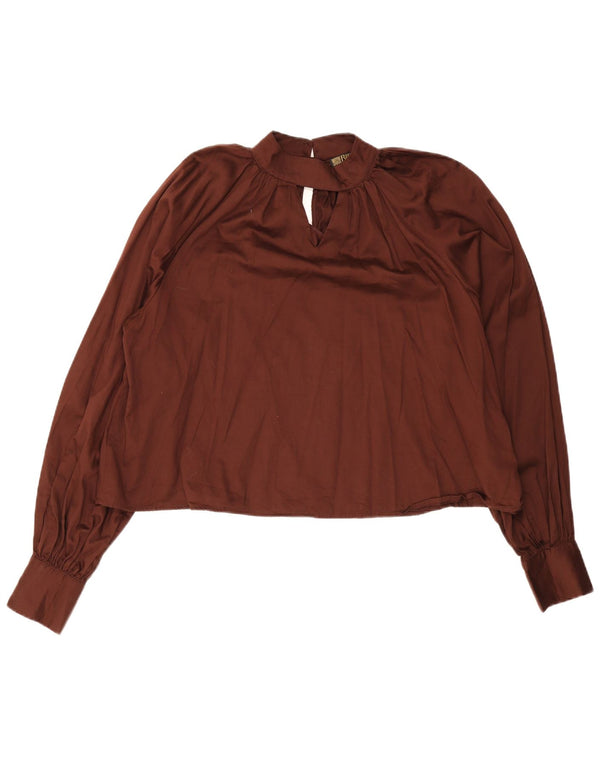 Biba Chemisier court à manches longues pour femme UK 14 Large Marron Coton