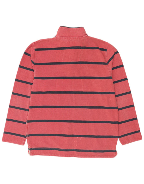 Crew Clothing Sweat-shirt à col zippé pour homme en coton rayé rouge