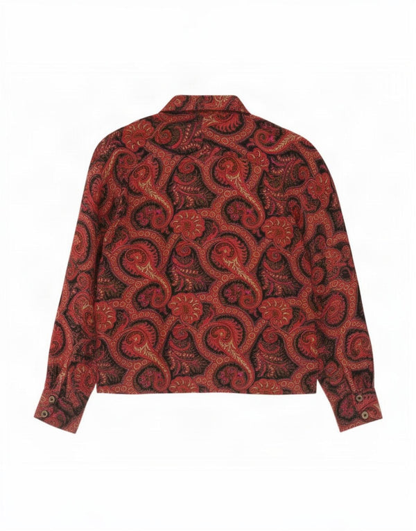 Chemisier chemise femme vintage UK 18 XL Rouge Paisley Viscose