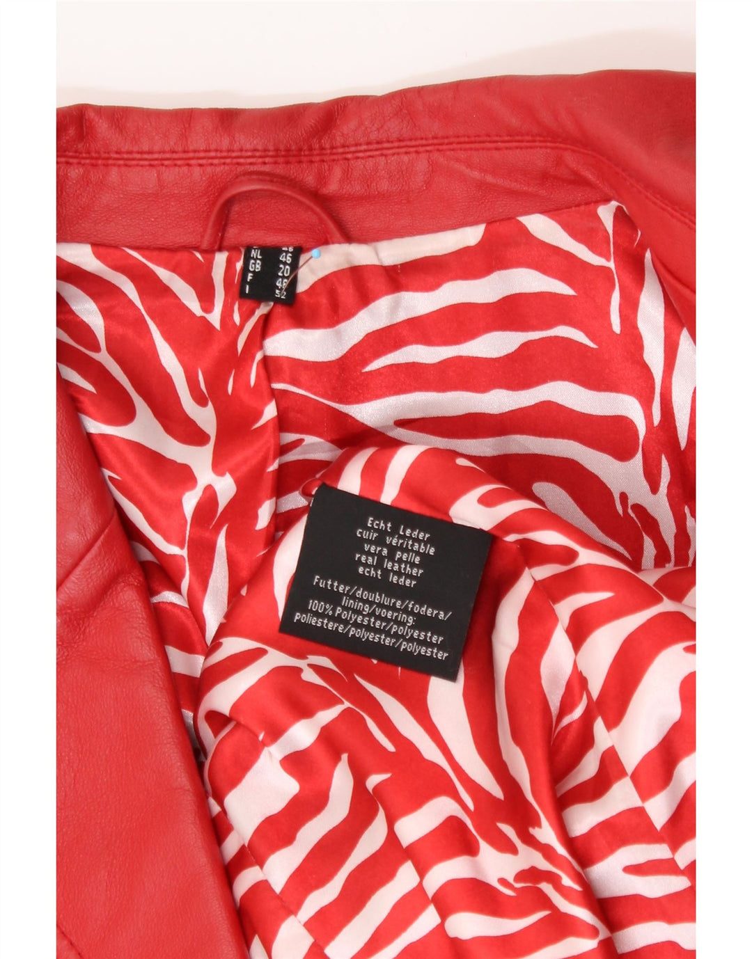 VINTAGE Womens Leather Jacket UK 20 2XL Red Leather Vintage Vintage and Second-Hand Vintage from Messina Hembry 