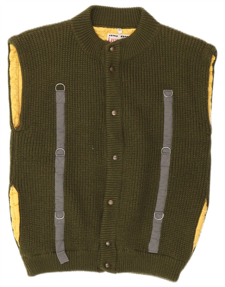 Liverani Cardigan sans manches pour homme IT 48 Laine kaki moyen