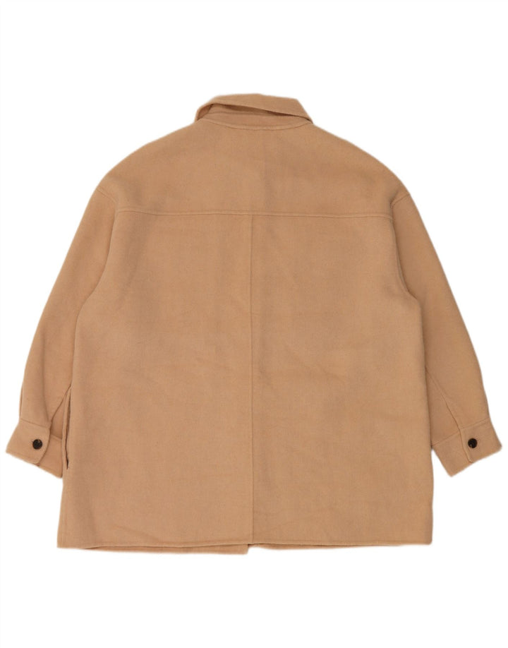 Zara Veste Bomber Oversize Femme UK 14 Laine Beige Moyen