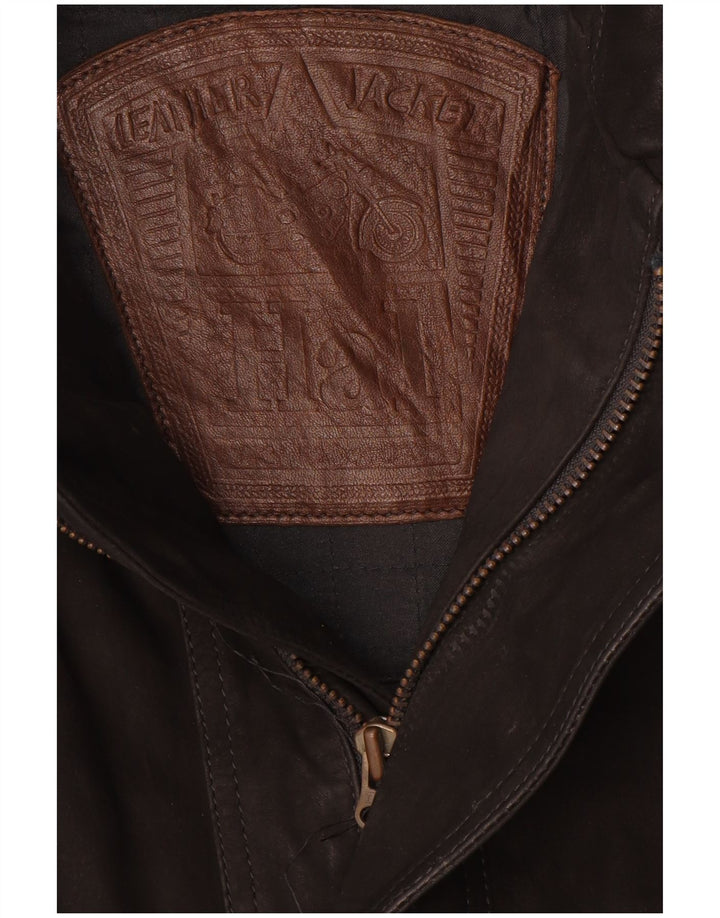 manteau en cuir homme vintage UK 40 Grand cuir noir