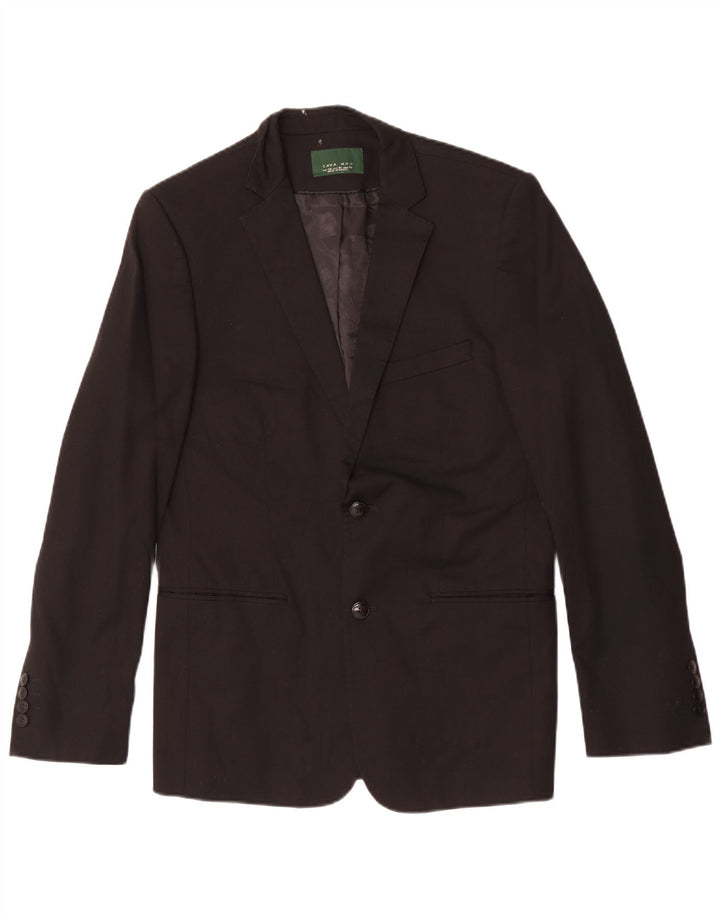 Zara Veste Blazer 2 Boutons Homme EU 48 Coton Noir Moyen