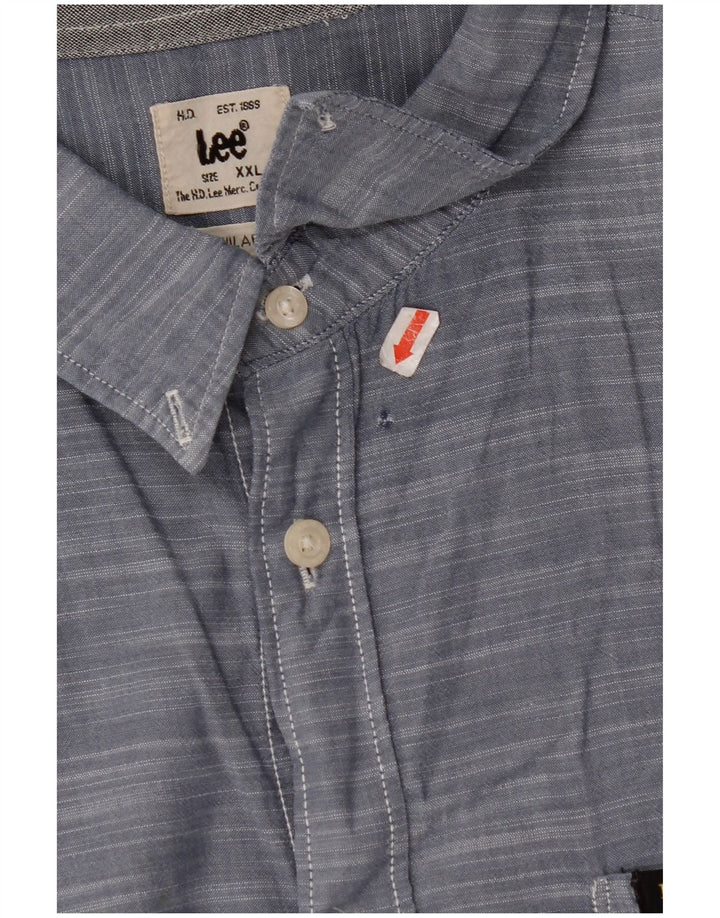 LEE Chemise à manches courtes pour homme Coupe régulière 2XL Bleu Coton