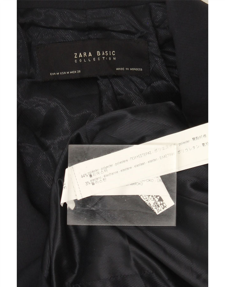 Zara Veste blazer longue à double boutonnage pour femme UK 12 Bleu marine moyen