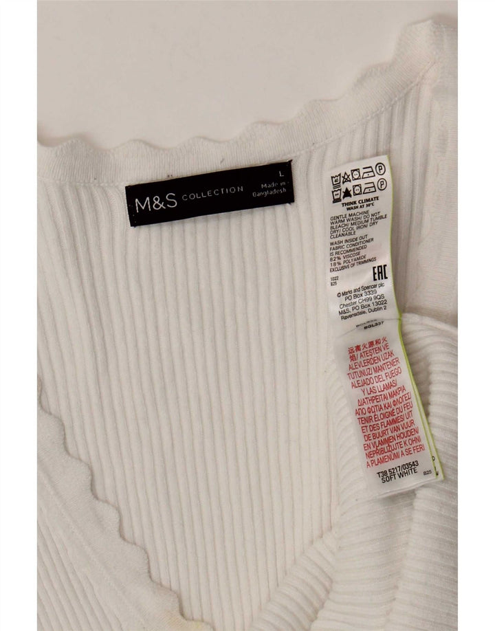 Marks & Spencer T-shirt pour femme UK 14 Large Blanc Viscose