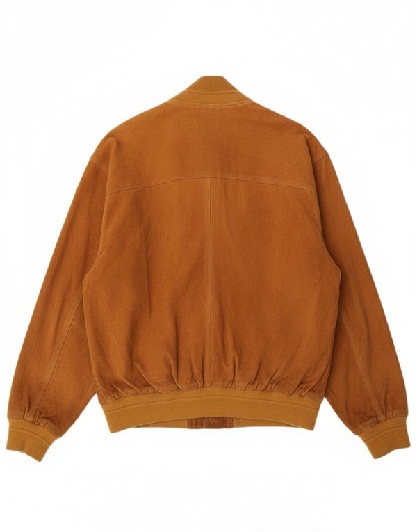 vintage Mens Suede Bomber Jacket IT 50 Grand Cuir Beige