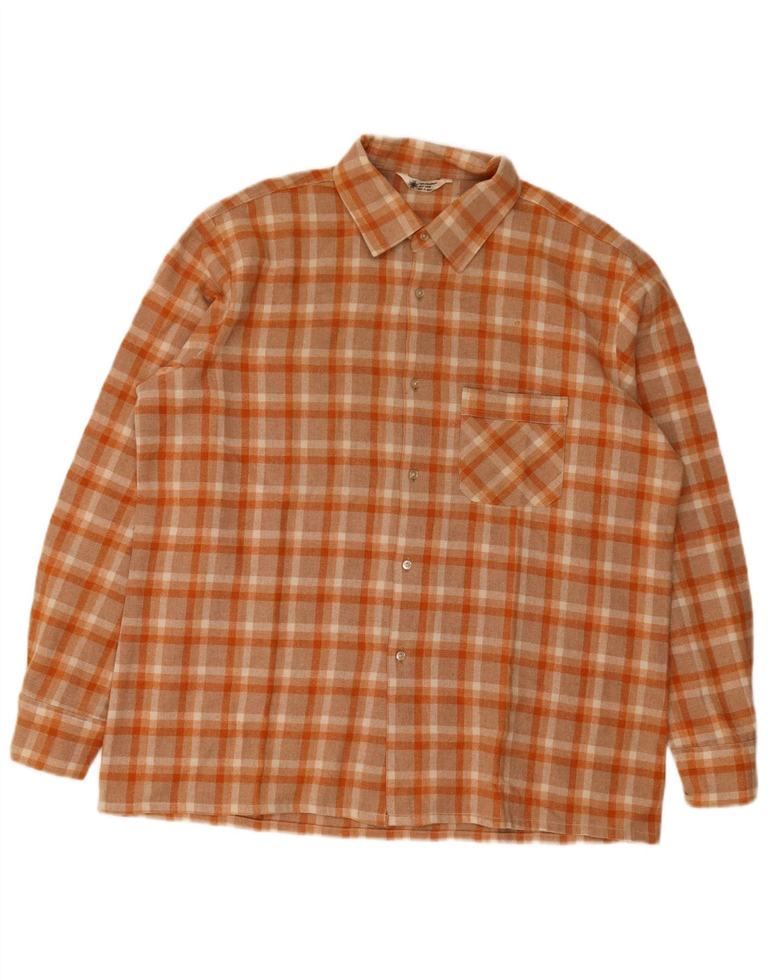 vintage Chemise en flanelle pour hommes Grand polyester à carreaux orange