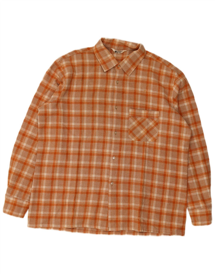 vintage Chemise en flanelle pour hommes Grand polyester à carreaux orange