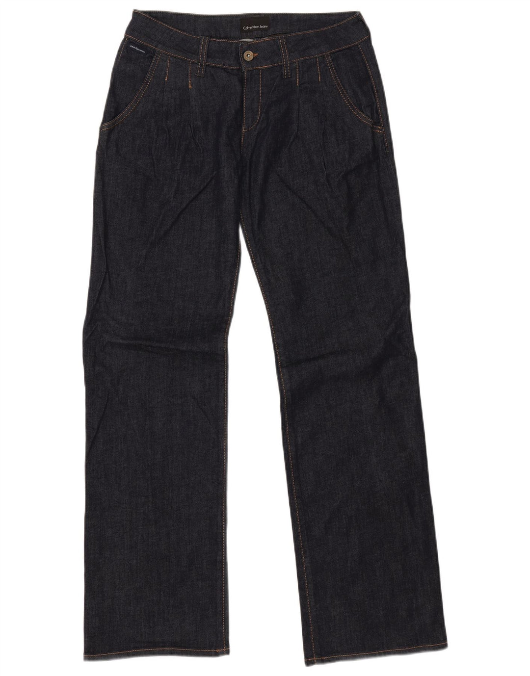 CALVIN KLEIN Jean droit Femme W30 L33 Bleu Marine Coton