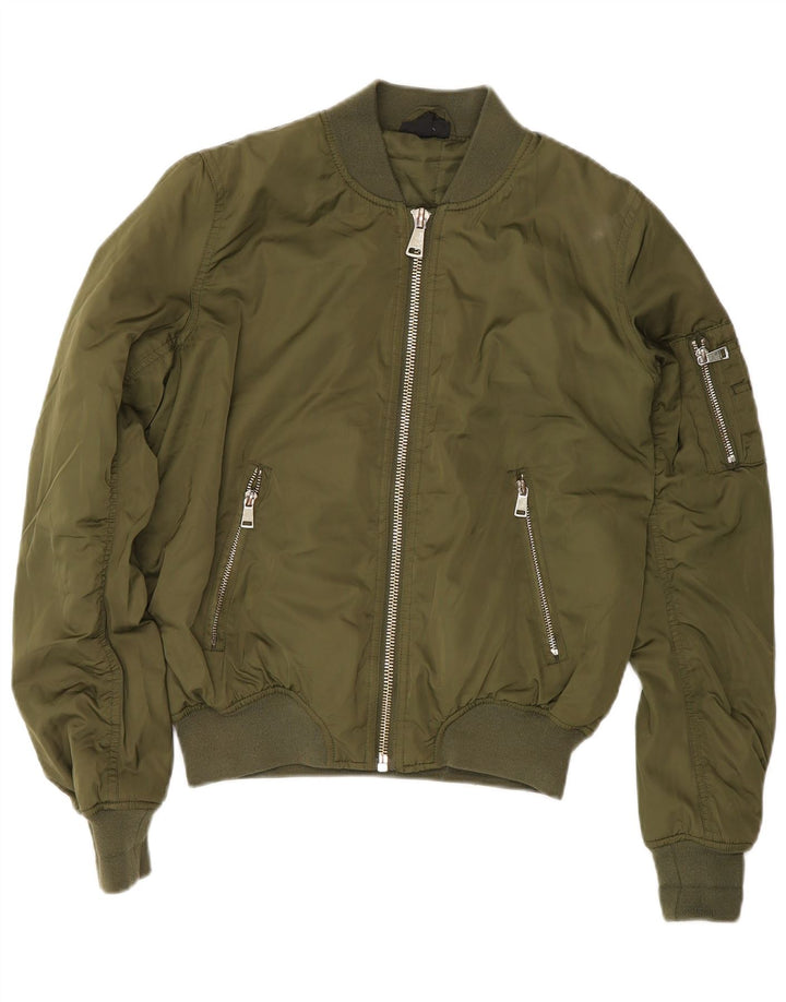 Topshop Veste Bomber Rembourrée Femme UK 8 Petit Vert Polyester
