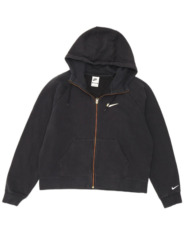Nike Pull à capuche zippé pour femme - Coupe ample - En coton noir moyen - UK 14