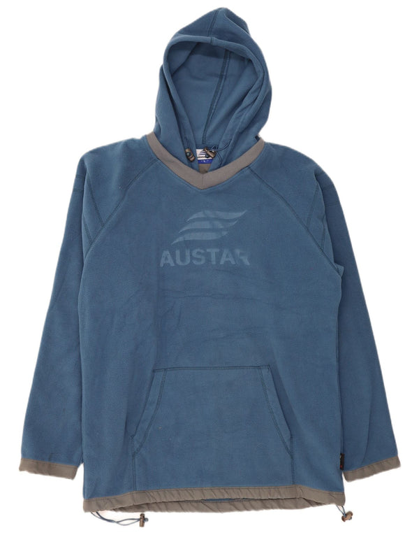 VINTAGE Homme Polaire Graphique Sweat à capuche Jumper Grand Bleu Polyester