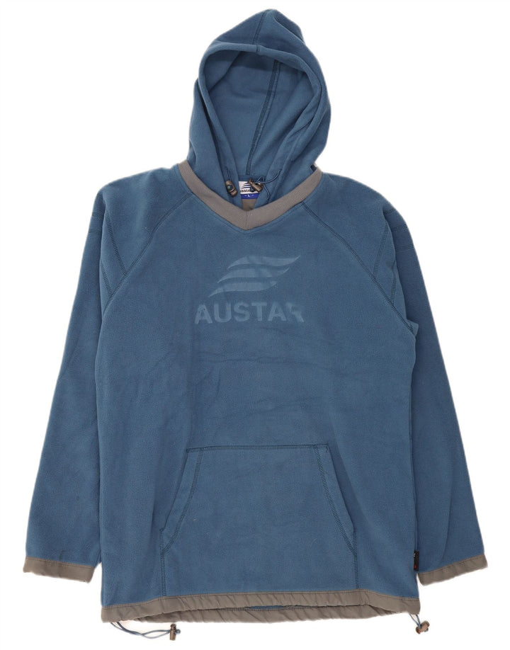 VINTAGE Homme Polaire Graphique Sweat à capuche Jumper Grand Bleu Polyester