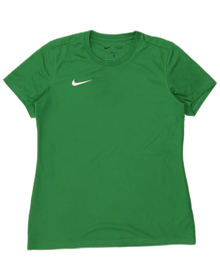 Nike Womens Dri Fit T-Shirt Top UK 14 Large Vert Polyester