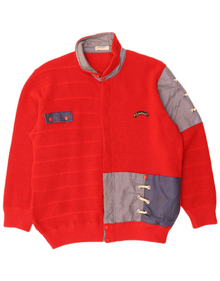 Azzurra Pull Cardigan Coupe Régulière pour Homme Large Rouge Colorblock