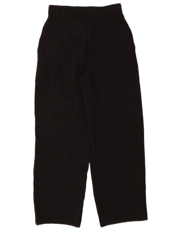 Zara Pantalon cargo taille haute à jambe large pour femme XS W24 L28 Noir Polyester