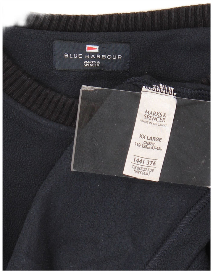 Marks & Spencer Pull polaire bleu Harbour pour homme 2XL Bleu marine Polyester