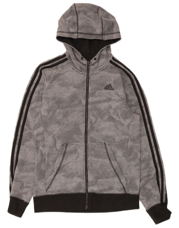 Adidas Pull à capuche zippé Climalite pour homme Petit polyester à pois gris