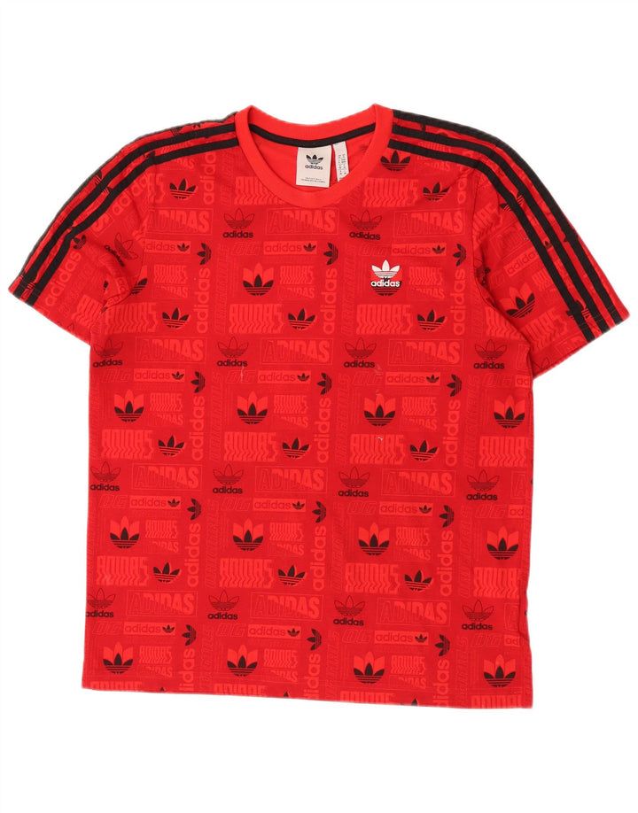 Adidas Mens Regular Graphic T-Shirt Top Rouge Moyen Polyester