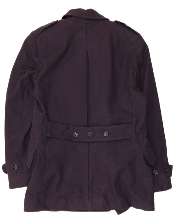 French Connection Trench-Coat Homme UK 38 Laine Vierge Bleu Marine Moyen