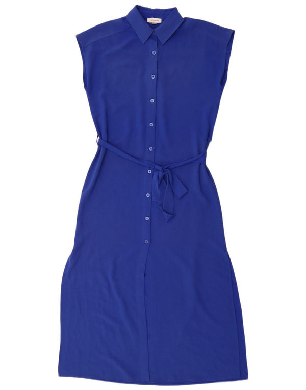 Calvin Klein Robe chemise surdimensionnée sans manches pour femme US 4 Petit Bleu