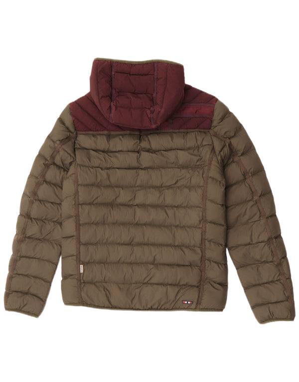 Napapijri Veste matelassée à capuche pour homme UK 38 Medium Kaki Colourblock