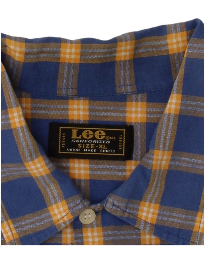 LEE Mens Short Sleeve Shirt XL Blue Check Cotton