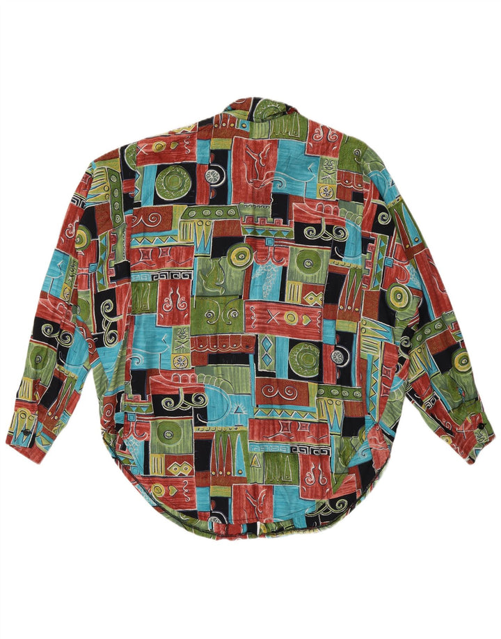 Chemisier chemise femme vintage UK 20 2XL Patchwork multicolore