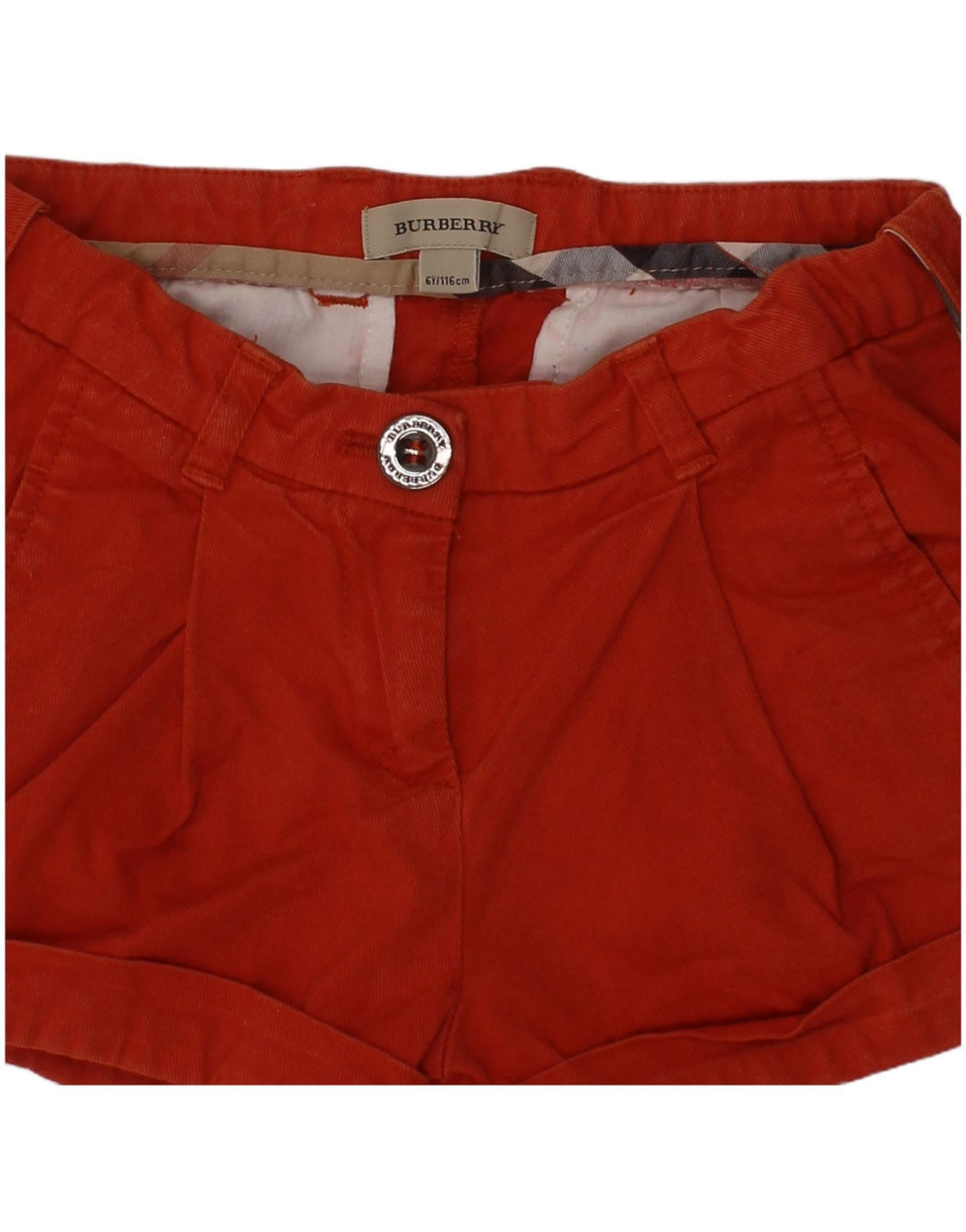 Burberry Short Chino Fille 5-6 Ans W22 Rouge Coton Classique