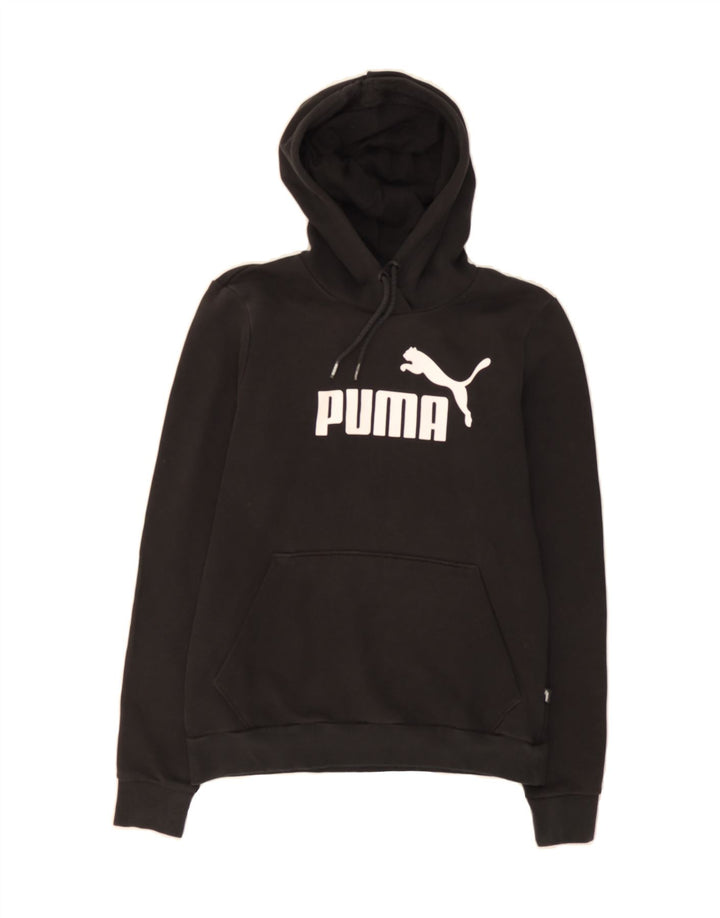 PUMA Womens Graphic Hoodie Jumper UK 12 Medium Black Vintage Puma and Second-Hand Puma from Messina Hembry 
