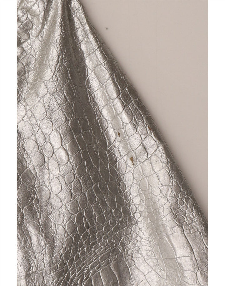 CORTEFIEL Veste en cuir femme UK 12 Cuir argenté moyen