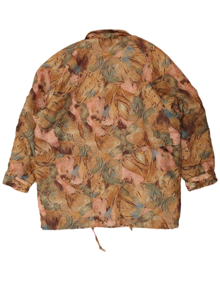 vintage Femmes Coupe-Vent Manteau UK 20 2XL Polyester Floral Multicolore