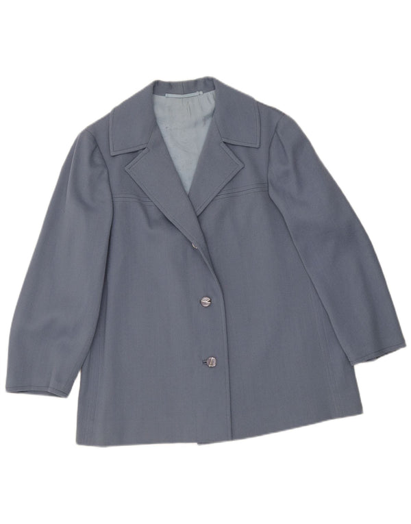 vintage Femme 3 Bouton Blazer Veste UK 14 Bleu Moyen