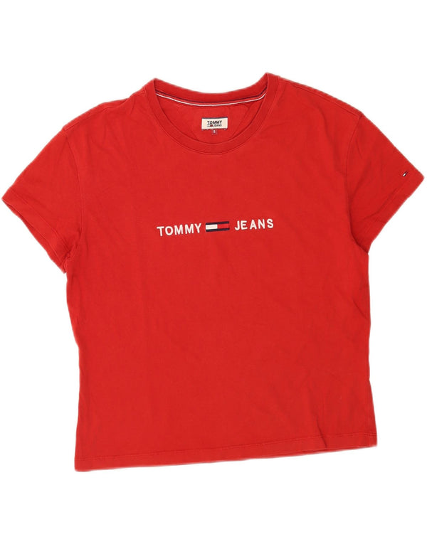 TOMMY HILFIGER T-shirt graphique surdimensionné pour femme UK 10 Small Rouge